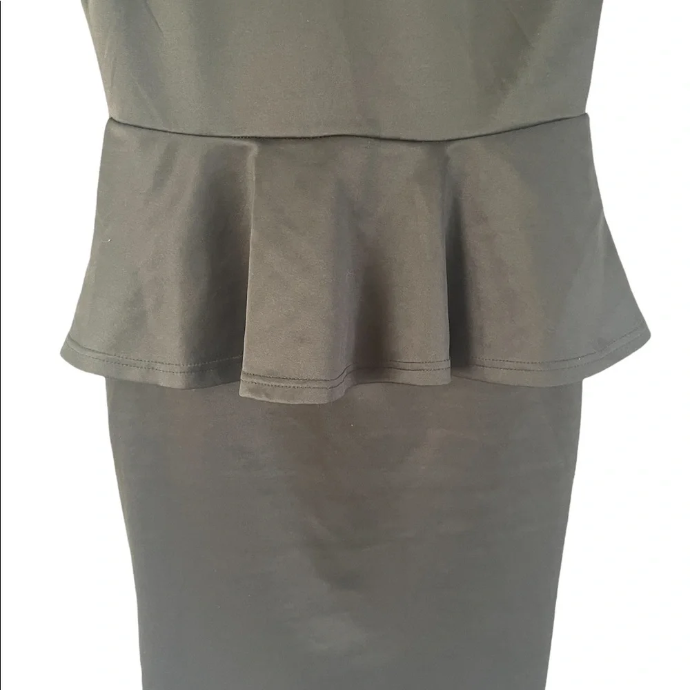 Womens Dress Sz Large Black Peplum Bodycon - Picture 3 of 5